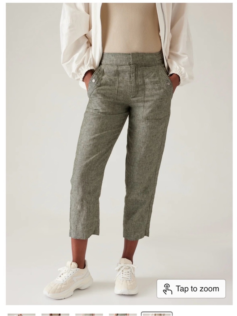 Athleta Voyager 100% Linen Pants with Adjustable Waist Size 8